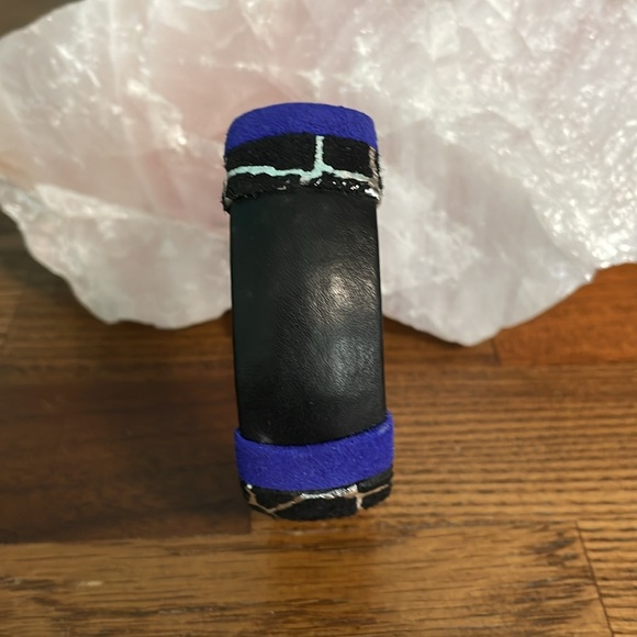 Black Leather and Blue Suede Bracelet / Bangle 🖤💙🖤 - Picture 2 of 4